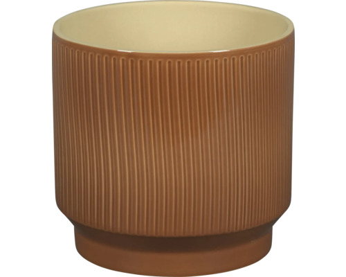 Blumentopf Passion for Pottery Steinzeug Ø 14 cm 14 x 14 x 13 cm orange Blumentopf aus Keramik mit gerippter Oberfläche