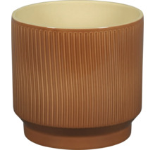 Brauner Keramikblumentopf mit geriffeltem Muster