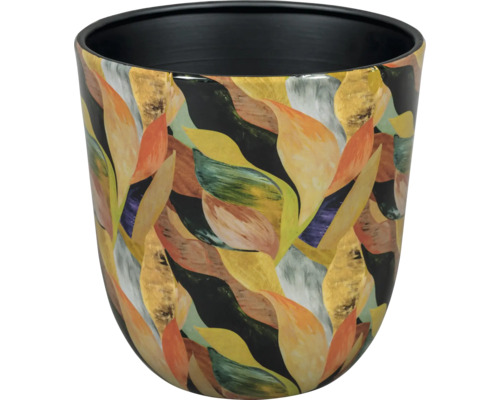 Blumentopf Passion for Pottery Metall Ø 12 cm 12 x 12 x 12 cm orange Blumentopf mit Blätterdesign