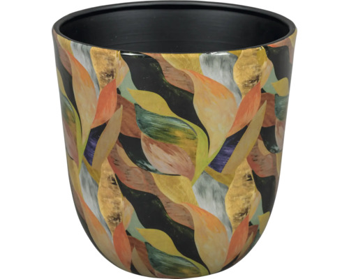 Blumentopf Passion for Pottery Metall Ø 18 cm 18 x 18 x 18 cm orange Blumentopf mit Blattmuster