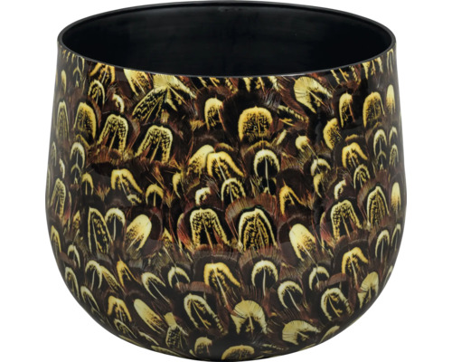 Blumentopf Passion for Pottery Metall Ø 20 cm 20 x 20 x 18 cm braun Blumentopf mit Federdesign