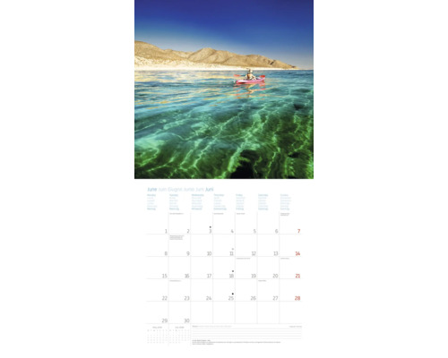 Kalenderblatt Juni mit Kajakfahrer auf dem Wasser