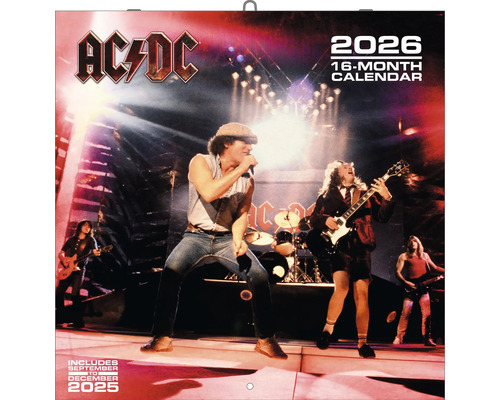 AC/DC Wandkalender für das Jahr 2026 mit 16 Monaten
