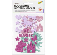 Moosgummi Glitzer Aufkleber Set mit Einhorn Motiven