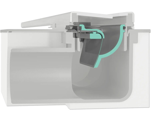 Schnittansicht eines Bodenablaufs mit Geruchsverschluss