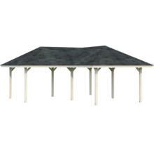 Holzpavillon mit Bitumenschindeldach