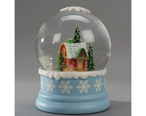 LED Laterne Konstsmide Nordpol H 16,5 cm 3 LEDs Lichtfarbe warmweiß batteriebetrieben inkl. 5 Stunden Timer Schneekugel mit Nordpolhaus und Tannenbaum