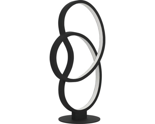 Dekorative Stehleuchte mit drei ineinander verschlungenen Ringen auf einem runden Fuß