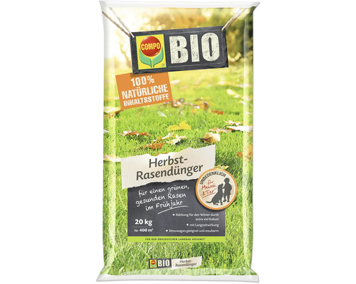 Verpackung Herbst Rasendünger, 20 kg, geeignet für 400 Quadratmeter, von Compo Bio