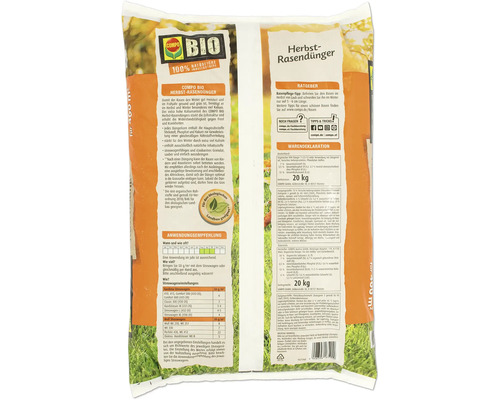 COMPO Bio Herbst Rasendünger Packung für 400 Quadratmeter