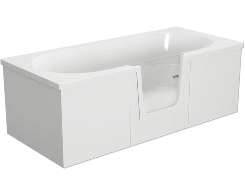 Badewanne mit Tür mittig Anschlag links SCHULTE Q2 80 x 180 cm alpinweiß glänzend mit Front- und 2 Seitenschürzen D80010M4-5