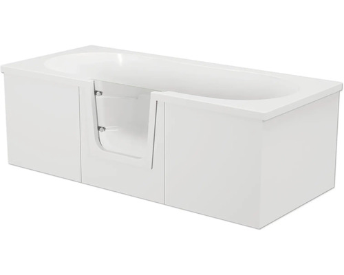 Badewanne mit Tür mittig Anschlag links SCHULTE Q2 75 x 170 cm alpinweiß glänzend mit Front- und rechter Seitenschürze D80007M1-5