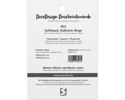 DecoDesign Duschrückwände Softtouch Kalkstein-Beige, Fliesenersatz, fugenlos und pflegeleicht