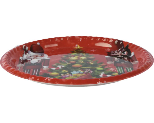 Dekorative Servierplatte mit Nussknacker und Weihnachtsbaum Motiv