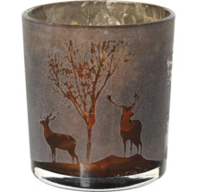 Windlichtglas mit Hirsch- und Baumdesign