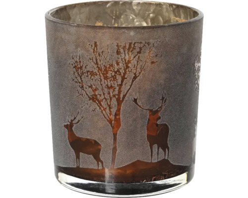 Windlichtglas mit Hirsch- und Baumdesign
