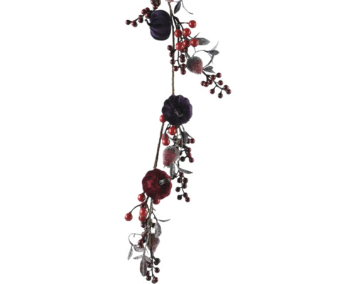 Dekogirlande Weihnachtsdekoration Acryl L 115 cm lila Dekorative Girlande mit Beeren und Blüten für Herbstdekoration