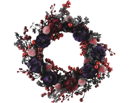 Dekorativer Herbstkranz mit Kürbissen und Beeren