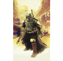 Illustration einer Figur in Rüstung mit Gewehr in einer Wüstenlandschaft