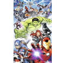 Comic-Illustration verschiedener Avengers-Charaktere in Aktion