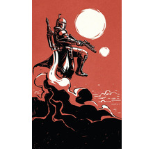 Illustration einer bewaffneten Person mit Helm und Rüstung