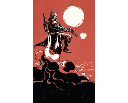 Illustration einer bewaffneten Person mit Helm und Rüstung