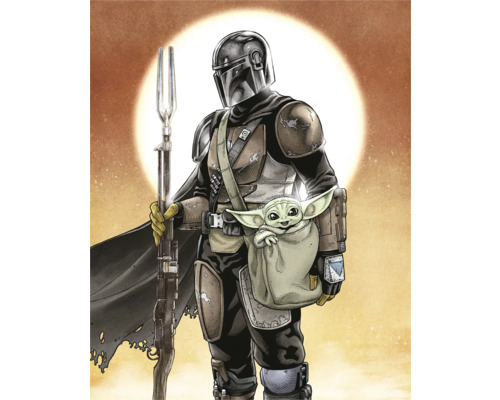 Fototapete Vlies DX4-184 Star Wars Mandalorian Grogu 4-tlg. 250 x 200 cm Illustration von Mandalorianer mit Baby Yoda