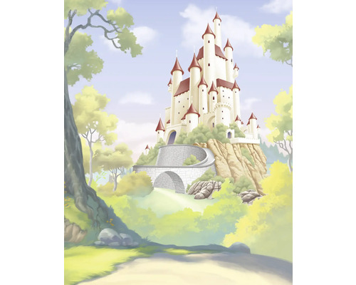 Fototapete Vlies DX4-192 Disney Princess Snow White Ca 4-tlg. 250 x 200 cm Illustration eines Schlosses auf einem Hügel mit Brücke