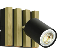 Wandleuchte mit Holzoptik und LED-Spot