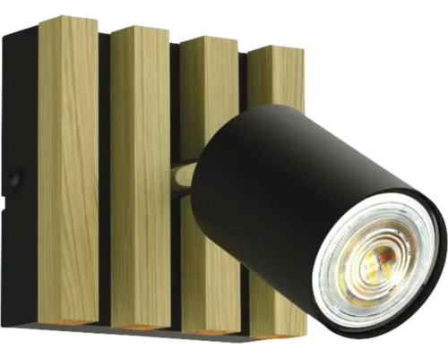 Wandleuchte mit Holzoptik und LED-Spot