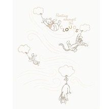 Dekorative Tapete mit Winnie Puuh Motiven, die an Wolken hängen
