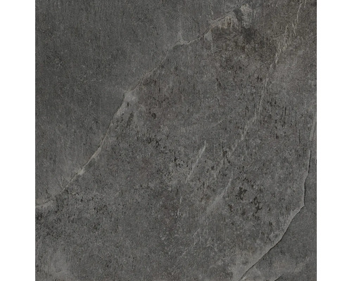 Dunkle Bodenfliese mit Steinoptik.