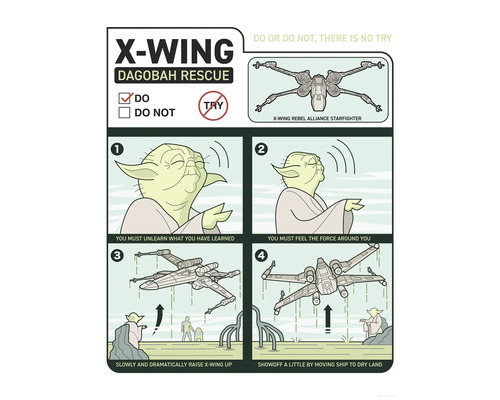 Anleitung zur X-Wing Dagobah Rettung mit Illustrationen und Text.