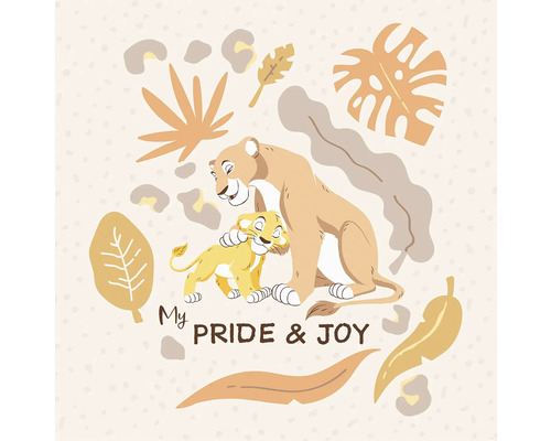 Fototapete Vlies DX5-178 Disney Lion King My Pride and 5-tlg. 250 x 250 cm "Abbildung einer Löwin mit ihrem Jungen und dem Text ""My Pride and Joy""."