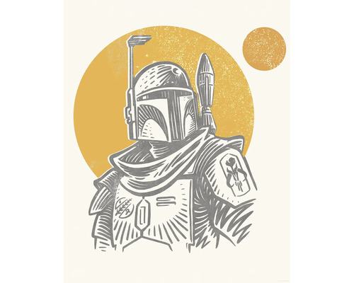 Illustration einer Star Wars-Figur mit Helm und Rüstung