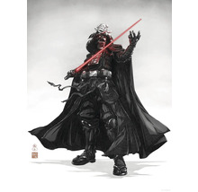 Illustration von Darth Vader im Samurai-Stil mit rotem Lichtschwert