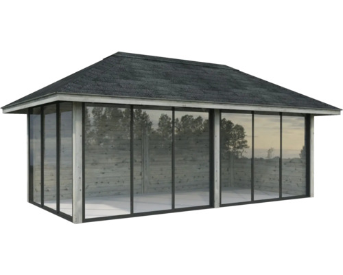 Gartenpavillon mit Dach und Glasschiebetüren