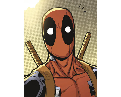 Nahaufnahme von Deadpool mit Schwertern