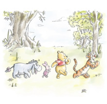 Illustration von Winnie Puuh, Ferkel, Tigger und I-Aah im Wald