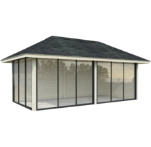 Holz Gartenhaus mit Glasfront und Bitumendach