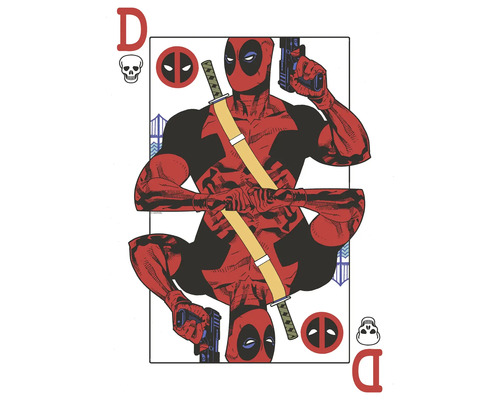 Deadpool Spielkarte mit Pistolen und Schwert