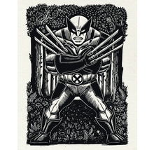 Illustration von Wolverine mit Krallen im Wald