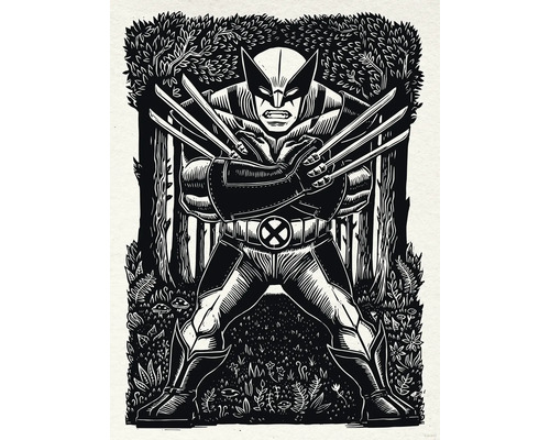 Illustration von Wolverine im Wald mit ausgefahrenen Krallen