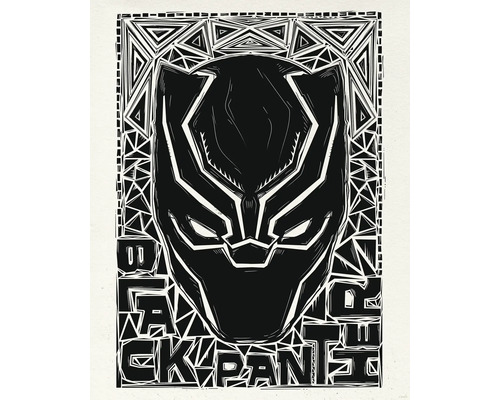 Illustration der Maske von Black Panther mit geometrischem Muster