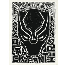 Illustration der Black Panther Maske mit geometrischen Mustern