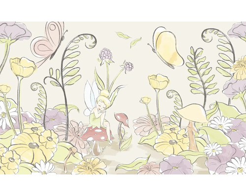 Fototapete Vlies DX8-219 Disney Tinker Bell Infant 8-tlg. 250 x 400 cm Illustration einer Märchenlandschaft mit Elfe, Blumen und Schmetterlingen