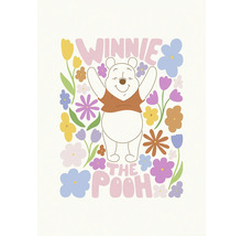 Illustration von Winnie the Pooh mit Blumen und Schriftzug