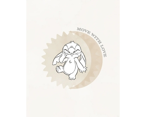 Illustration von Stitch mit dem Schriftzug ''Move With Love''
