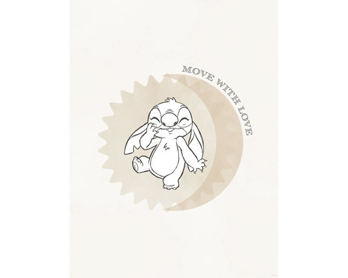 Zeichnung von Stitch mit dem Schriftzug Move With Love