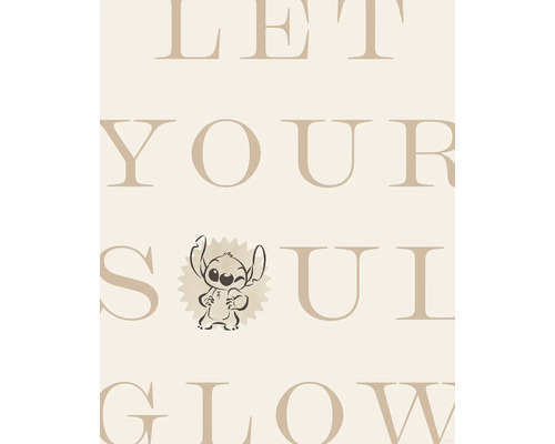 Wanddekoration mit dem Schriftzug Lass deine Seele leuchten und einer Stitch-Figur